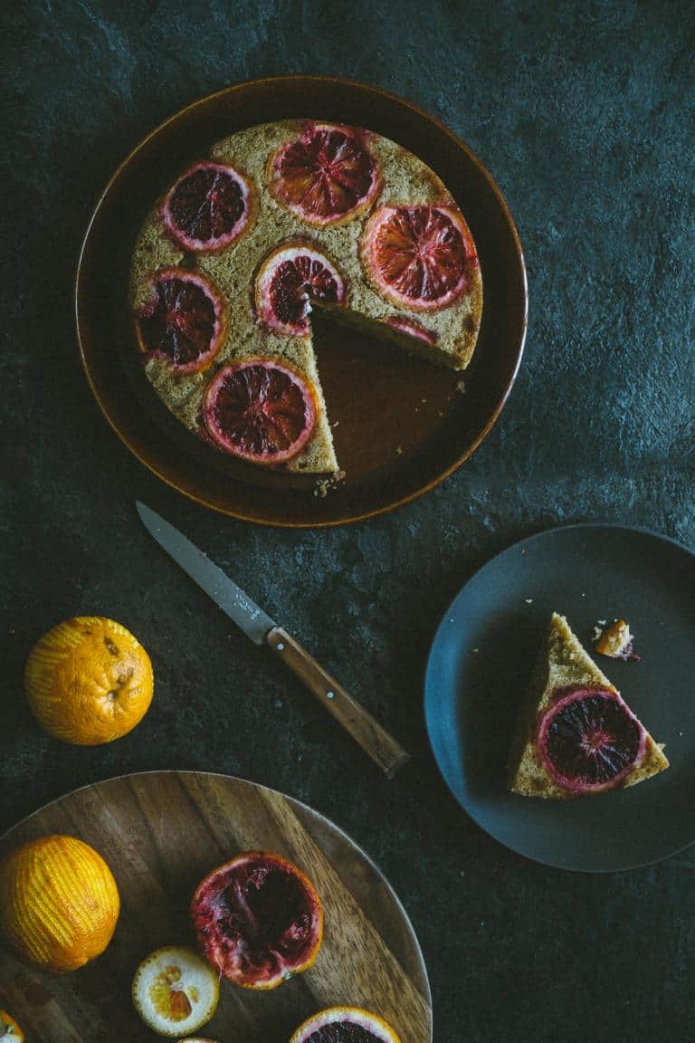 Zesty Blood Orange Cake with a Touch of Bitterness