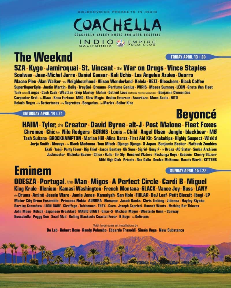 Coachella Unveils Star-Studded 2018 Lineup: Beyoncé, The Weeknd, Eminem Headline