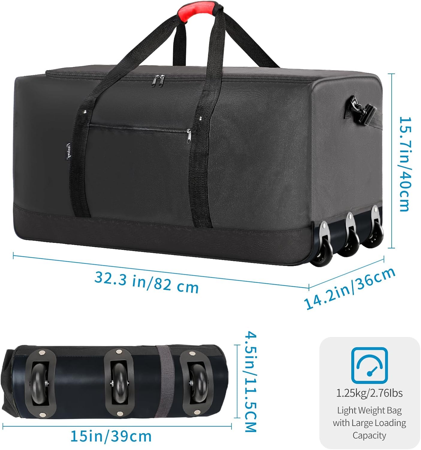 Finnhomy 32" Collapsible Rolling Duffel Bag – Lightweight Travel Companion