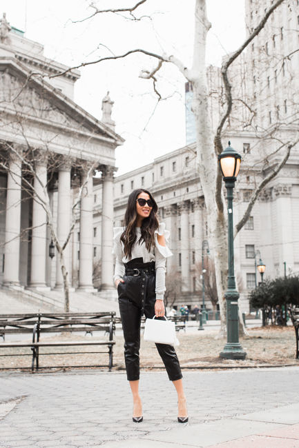 The Pants Everyone Keeps Stopping Me For :: Leather bottoms & Peplum sweater