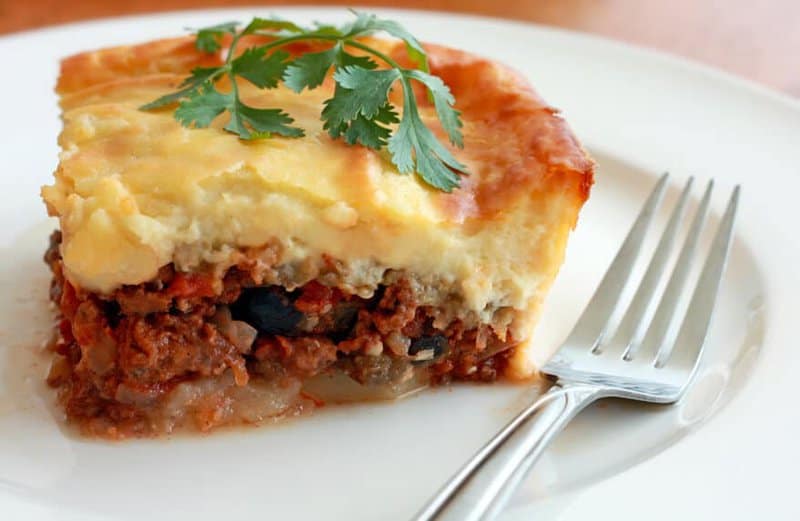 Greek Moussaka Made Lighter with Baked Vegetables